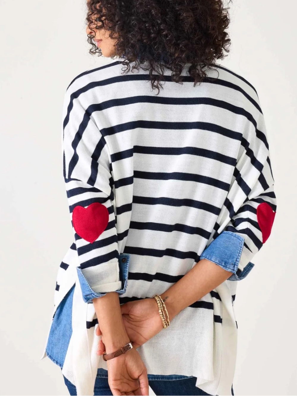 Mersea Amour Navy Stripe Heart Sweater One Size